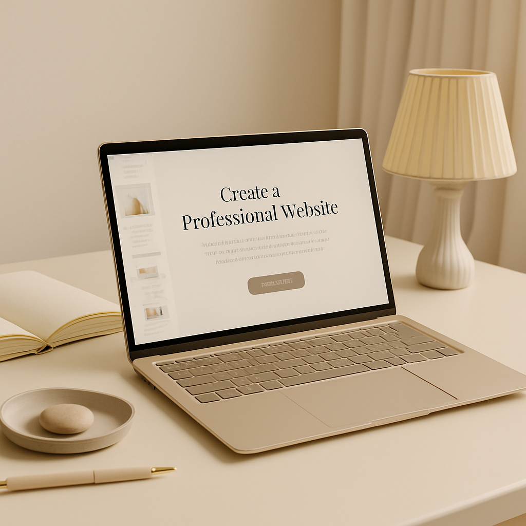 comment-creer-un-site-internet-professionnel-webmastoura Bureau moderne avec ordinateur affichant un site WordPress, illustrant comment créer un site internet professionnel.