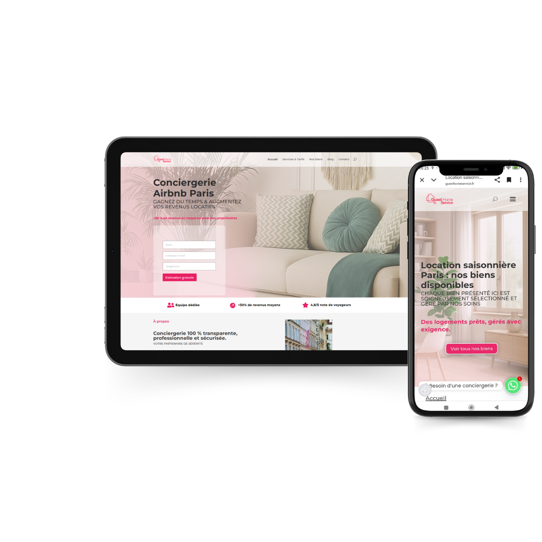 Conception site web conciergerie Airbnb Paris – site vitrine professionnel WordPress pour location saisonnière